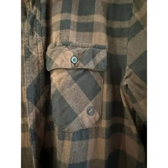 Dravus Heading Nowhere Lager Woven Brown Flannel Shirt Size Medium - Picture 5 of 9